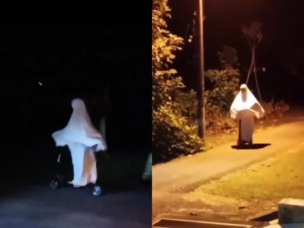 Seram tapi lucu, video wanita bertelekung tunggang skuter cuit hati netizen