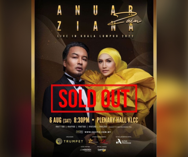 Tiket konsert Anuar dan Ziana Zain habis terjual