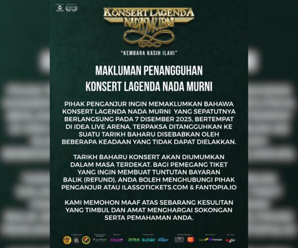 Konsert Lagenda Nada Murni ditunda ke tarikh lain