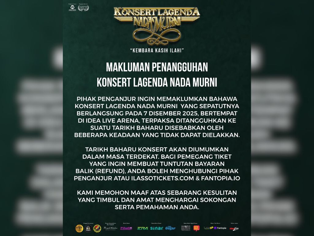 Konsert Lagenda Nada Murni ditunda ke tarikh lain
