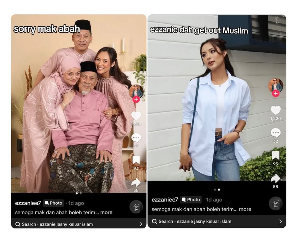 Akaun palsu menyamar sebagai Ezzanie Jasny, sebar fitnah agama, akaun palsu, ezzanie jasny, pelakon, selebriti, MissMynah