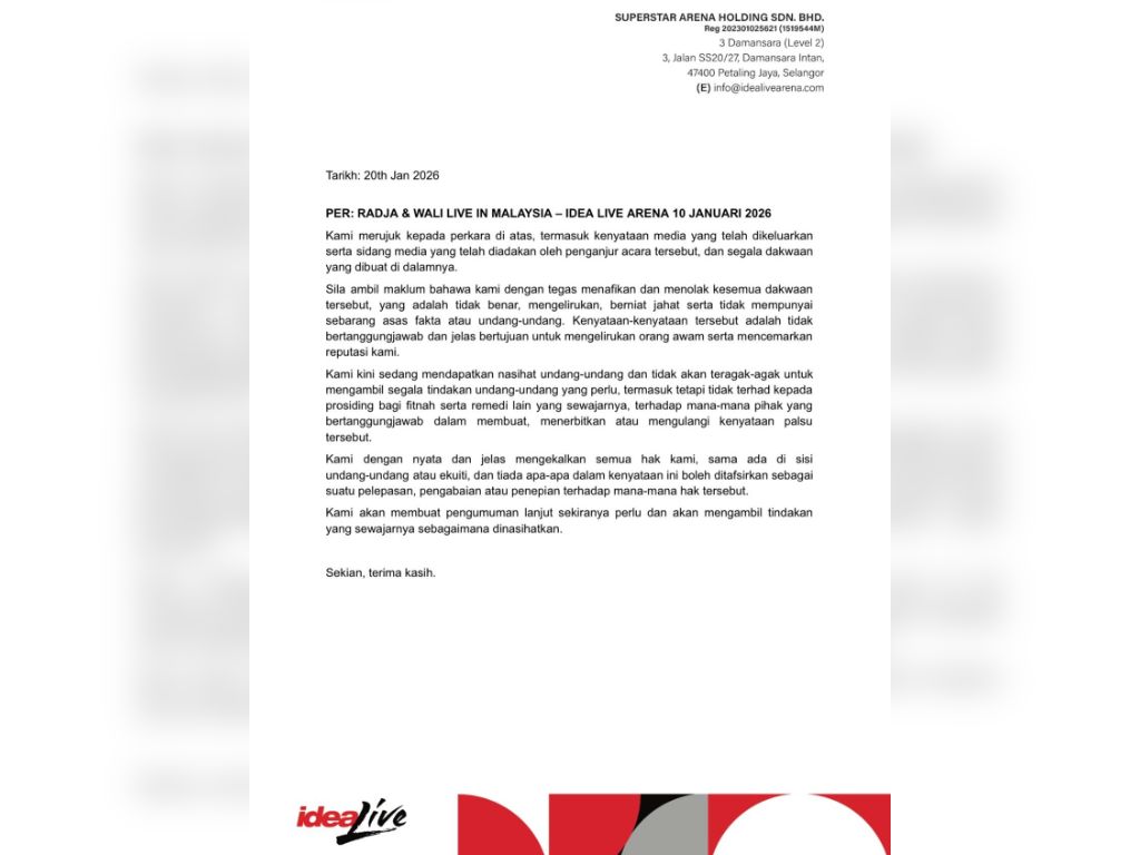 Idea Live Arena tegaskan dakwaan penganjur konsert tidak benar